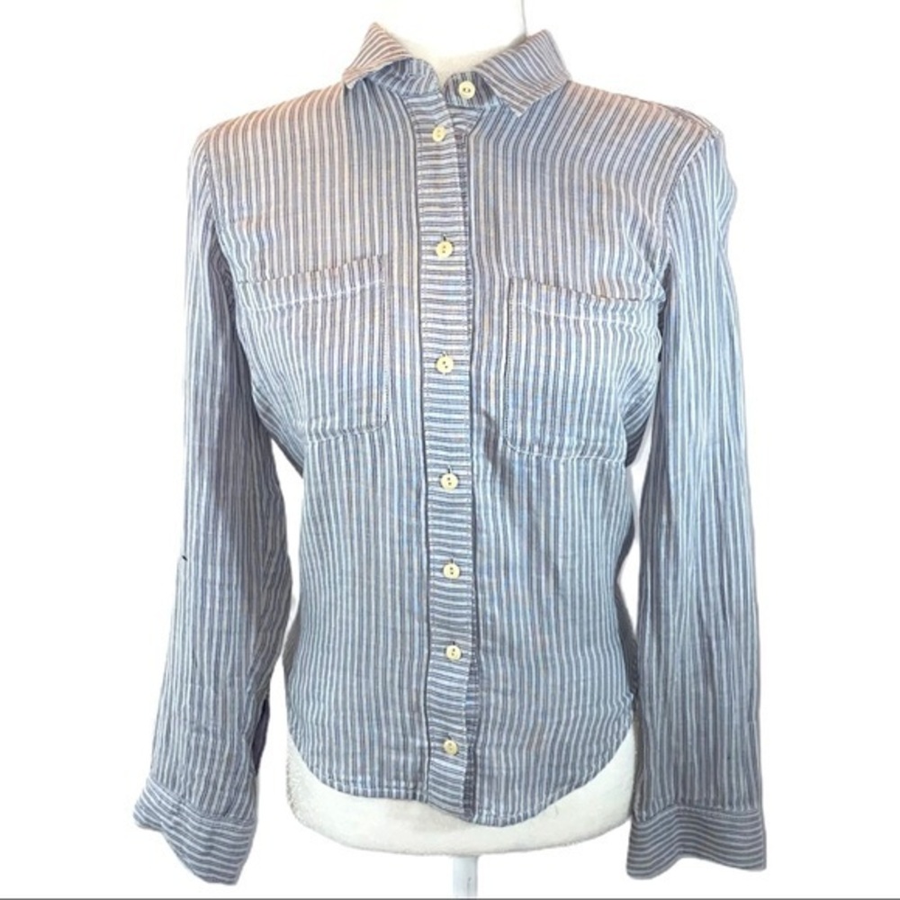 ⏰Madewell sz S navy & gray striped long sleeve top